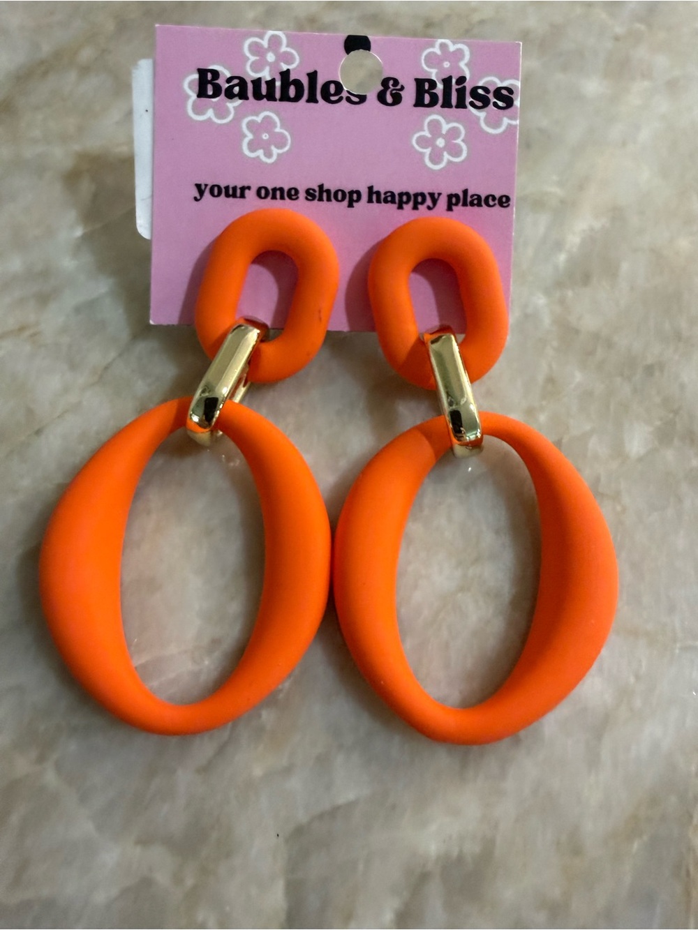 Matt Double Oval Drop Earrings NWT